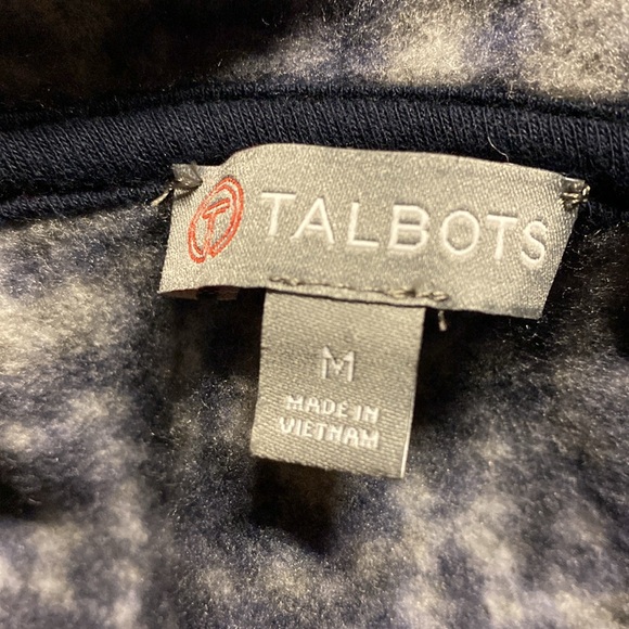 Talbots Hooded Fleece Vest Blue Snowflakes Size Medium - Picture 6 of 6